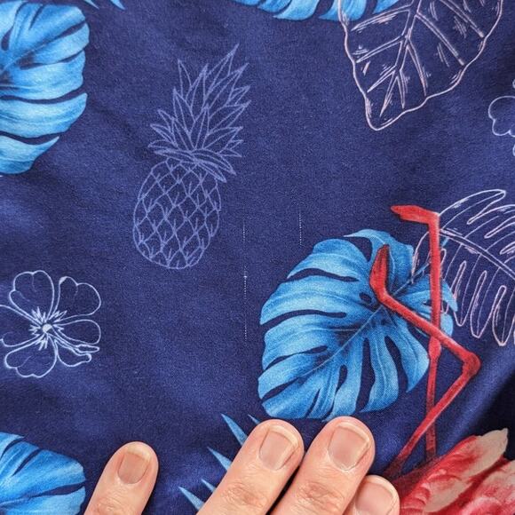 Vintage Uzzi Amphibious Gear Hawaiian Shirt Mens Extra Large Pink Flamingos READ - Picture 9 of 12